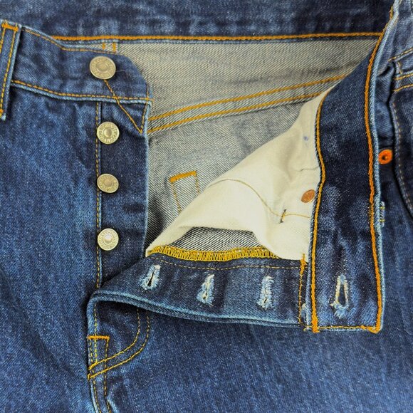 Levi’s 501 Original Button Fly Straight Leg Jeans W31 Dark Blue Denim Men’s - Picture 5 of 12